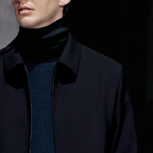 Stylbiella 羊毛马海毛藏蓝色干部公务夹克 商品图2