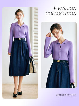 OLrain法式深蓝色牛仔半身裙女早秋2022新款气质高腰显瘦A字裙字