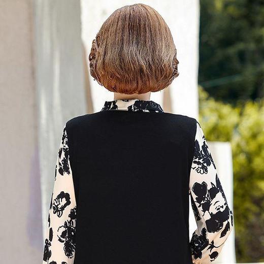 YMS-AA1374新款时尚优雅气质系带领长袖水墨画针织打底衫 商品图5