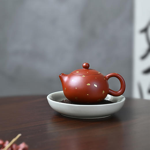 中秋有礼！朱泥大红袍洒金系列 『西施』宜兴原矿紫砂壶 收藏紫砂艺术品 160cc 商品图0