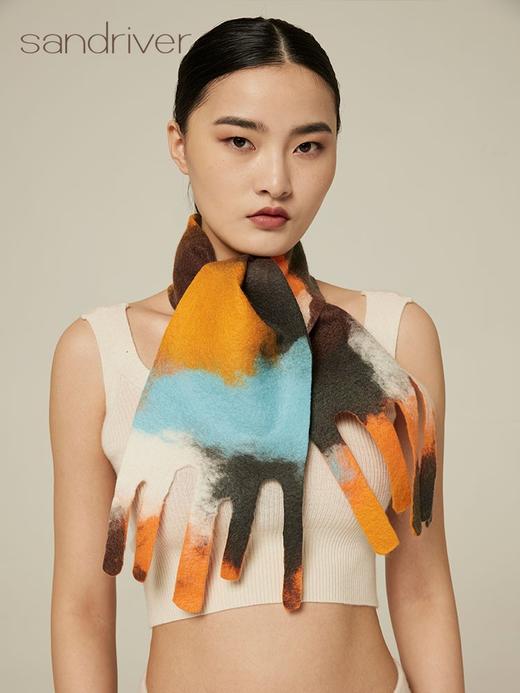 羊绒手工毛毡小围巾 SJF94P271W 商品图3