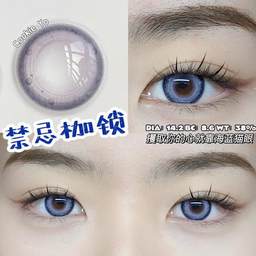 年抛美瞳 Cookieyo blue 枷锁 14.2 着色13.3  显色蓝紫 混血 商品图10
