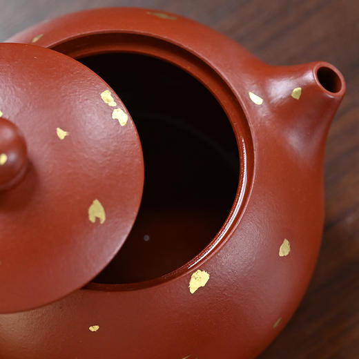 中秋有礼！朱泥大红袍洒金系列 『西施』宜兴原矿紫砂壶 收藏紫砂艺术品 160cc 商品图7