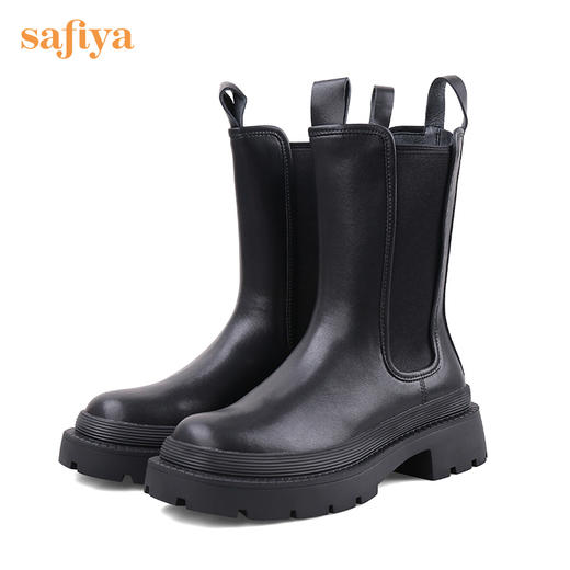 【新品特惠】safiya/索菲娅秋冬酷飒2022冬季新款英伦防泼水厚底增高切尔西靴SF24116091 商品图11