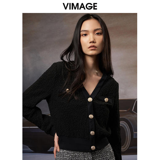 VIMAGE纬漫纪秋季新款百搭修身显瘦开衫外套V1813416 商品图3