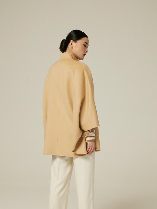 中式立领水波纹羊绒呢短款女大衣 SJF94W610N 商品图1