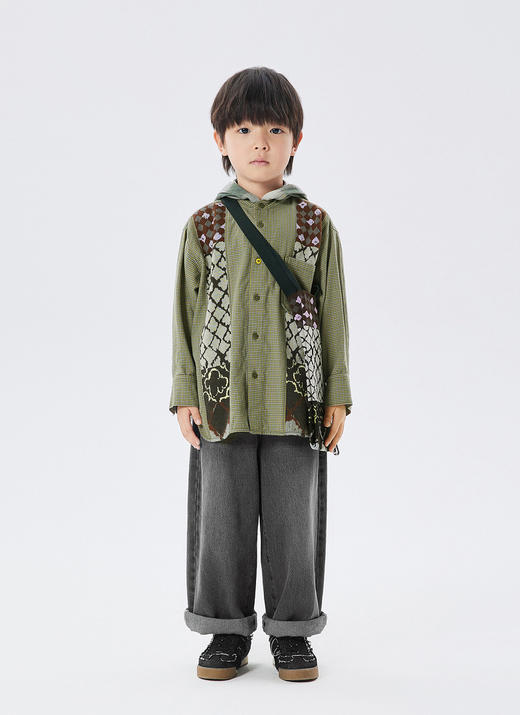 江南布衣童  棉质条纹连帽长袖衬衣   1M8211600 商品图7