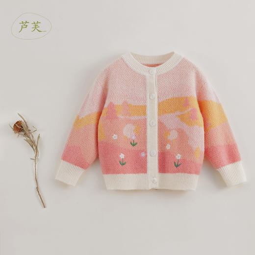 【马克珍妮 芦芙】秋装新款 女童圆领针织开衫儿童毛衣221651 商品图1