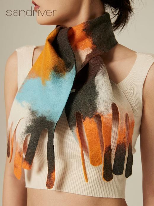 羊绒手工毛毡小围巾 SJF94P271W 商品图4