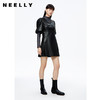 NEELLY纳俪商场同款气质V领泡泡袖连衣裙女收腰显瘦pu皮A字裙百搭N22091Y01145 商品缩略图1