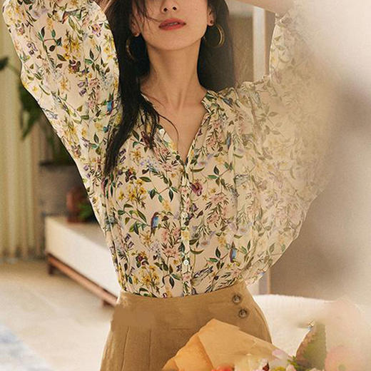 裁缝学苑AQ95春夏新款法式V领长袖衬衫上衣纸样女装小衫碎花打板 商品图1