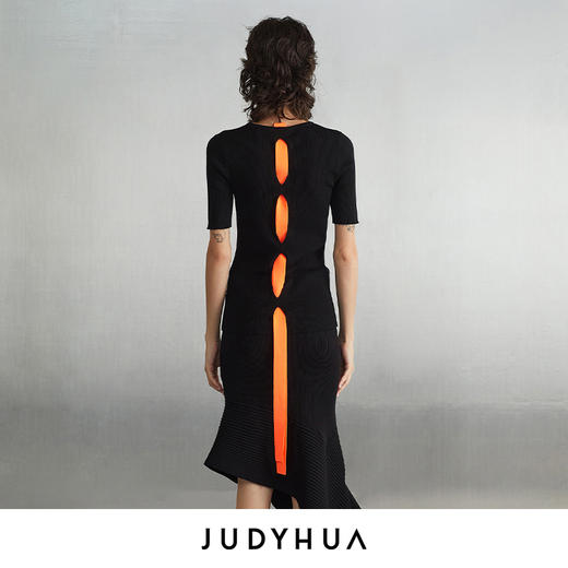 JUDYHUA 背拼接绳设计针织短袖上衣 商品图2