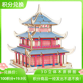 岳阳楼中国风建筑3D木质立体拼图儿童拼图玩具