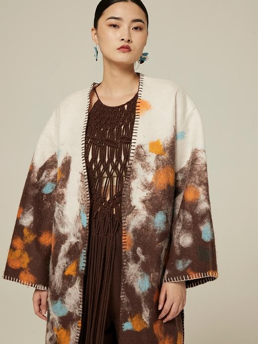 手工羊绒毛毡大衣 SJF94W180W 商品图0