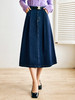 OLrain法式深蓝色牛仔半身裙女早秋2022新款气质高腰显瘦A字裙字 商品缩略图3