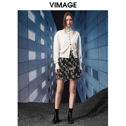 VIMAGE纬漫纪秋季新款时尚高领简约纯色两件套针织衫上衣V1801414 商品图10