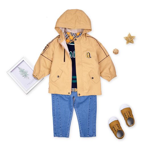 商场同款棉果果秋季新款男童连帽全棉里子时尚梭织风衣经典时尚M312130222513 商品图1