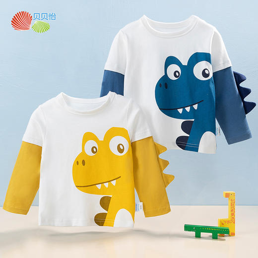 贝贝怡童装男童长袖T恤秋季新款中小童宝宝假两件儿童卡通圆领衫223S3105 商品图8