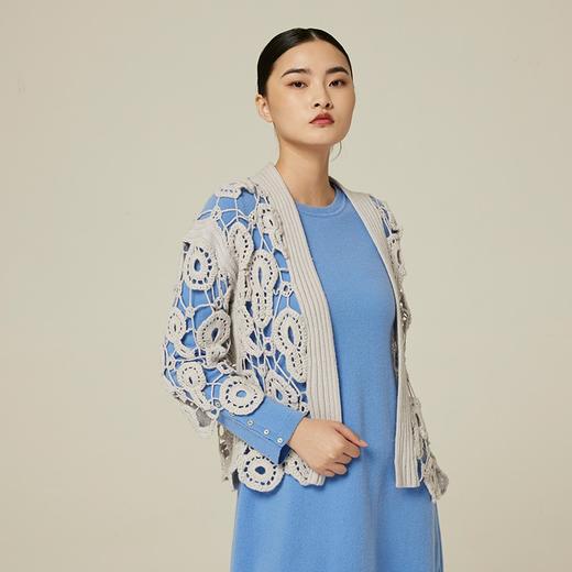 大V领手钩针织羊绒外套 SJF94W225K 商品图0