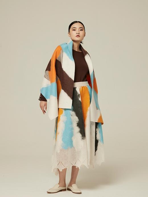 羊绒桑蚕丝手工毛毡披肩 SJF94P273W 商品图1