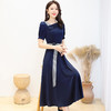 2022夏季新款醋酸缎面连衣裙修身气质V领时尚中长裙XYX3592 商品缩略图2