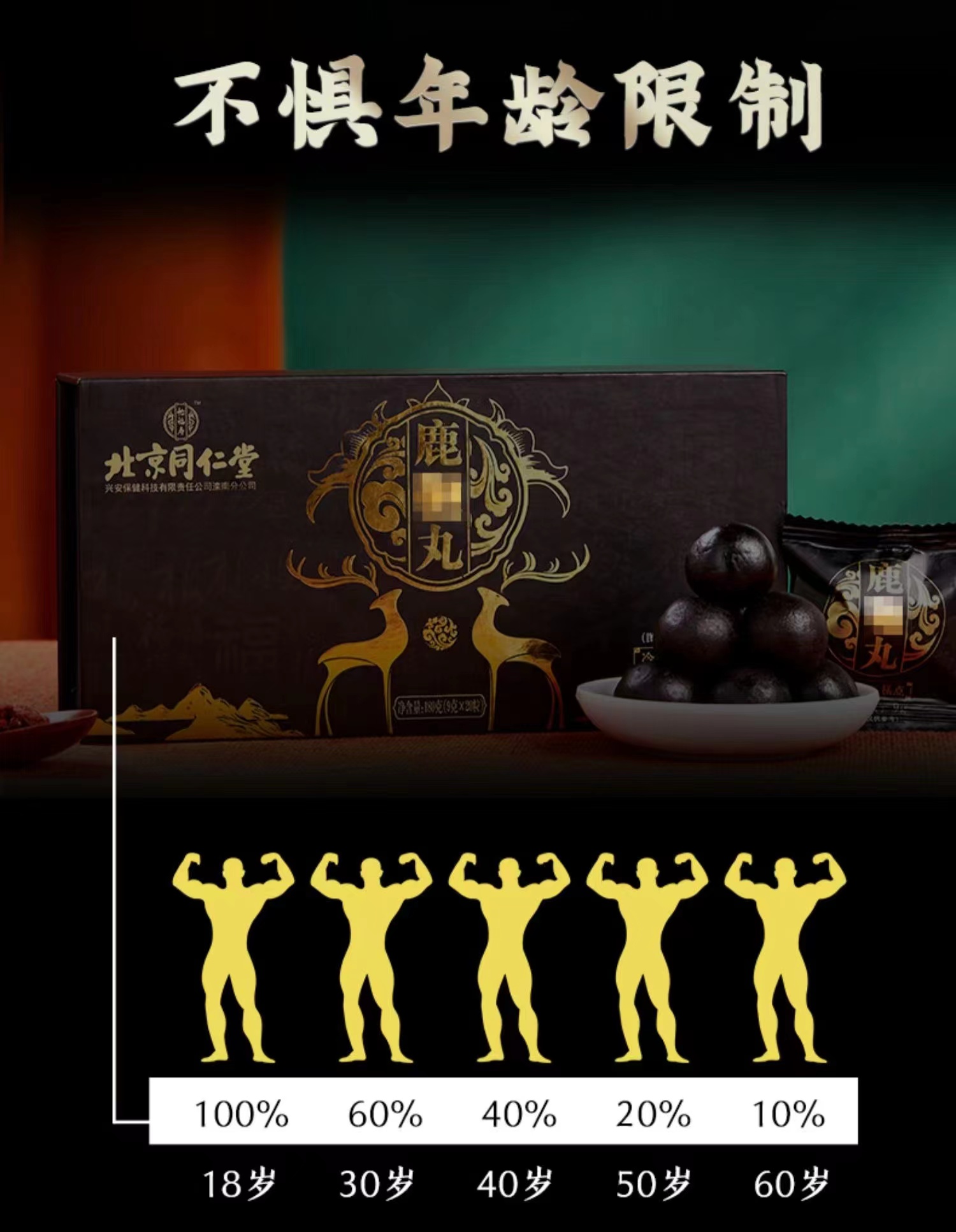 [北京同仁堂]鹿鞭丸 滋补 高纯度黄精鹿鞭 补肾益精填髓 180g(9g*20粒