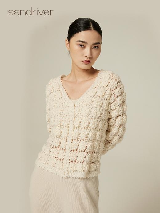 羊绒桑蚕丝手钩外套 SJF94W130W 商品图3