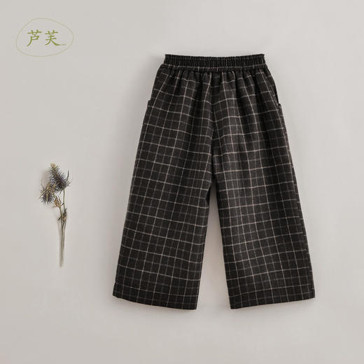 【马克珍妮 芦芙】秋装新款 女童羊毛呢子格纹阔腿裤221805 商品图2