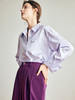 OLrain法式紫色条纹衬衫女早秋2022年新款经典优雅垂感翻领衬衣 商品缩略图1