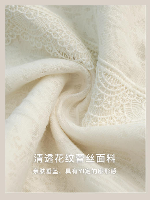 OLrain法式米杏色雪纺蕾丝衫女早秋2022年新款淑女花边小立领上衣 商品图2