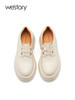 westory22年新款英伦风中性纯色系带厚底真皮小皮鞋显瘦增高72031 商品缩略图3