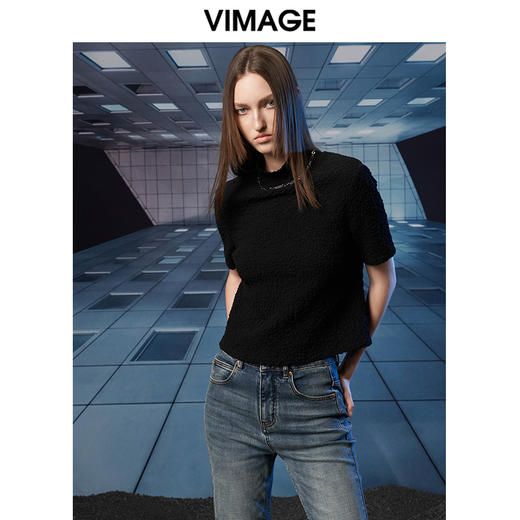VIMAGE纬漫纪秋季新款半高领纯色舒适套头小上衣V1813418 商品图2