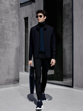 Stylbiella 羊毛马海毛藏蓝色干部公务夹克