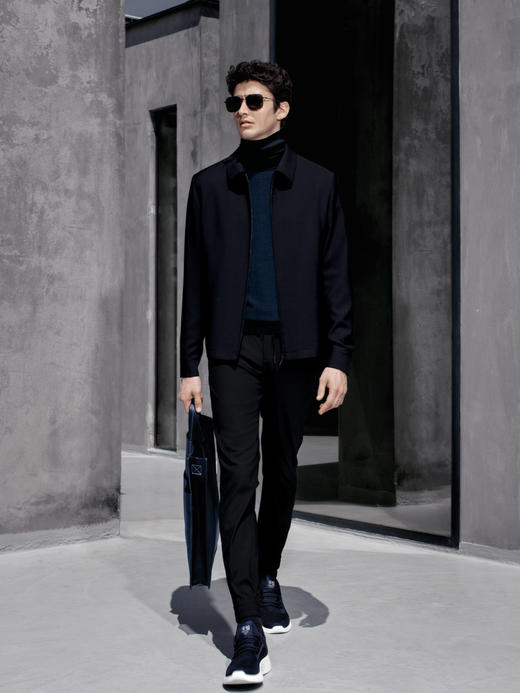 Stylbiella 羊毛马海毛藏蓝色干部公务夹克 商品图0