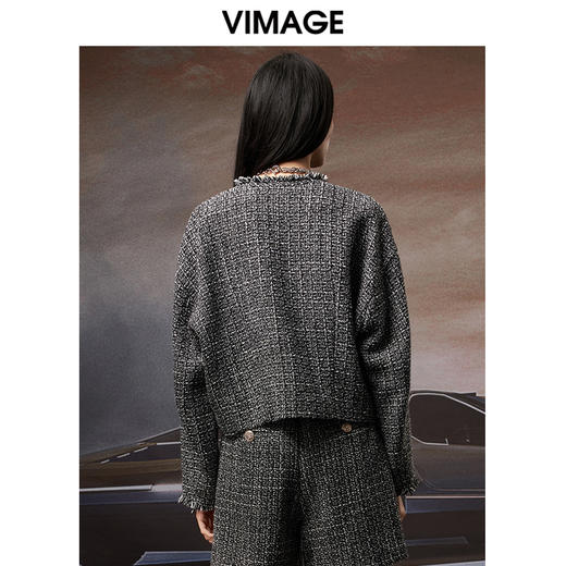 VIMAGE纬漫纪秋季新款粗花呢气质修身显瘦时尚格子短外套V1803417 商品图5
