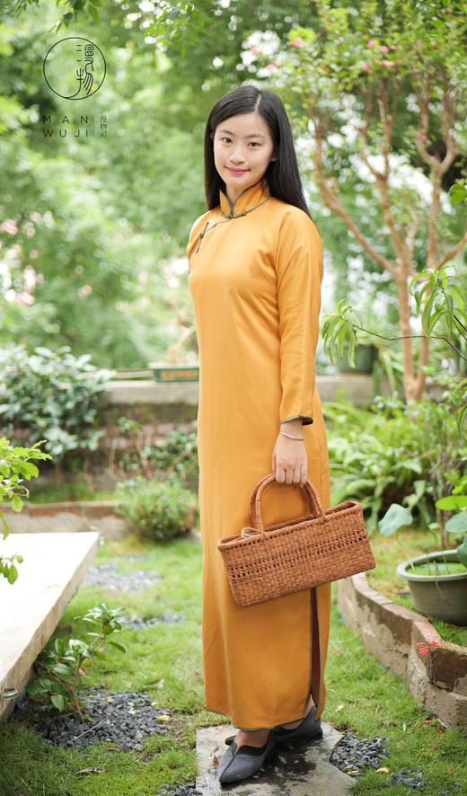 包边连肩长袖旗袍 商品图5