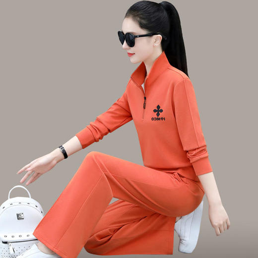 SP63-5517新款时尚气质休闲立领长袖卫衣运动阔腿裤两件套 商品图0