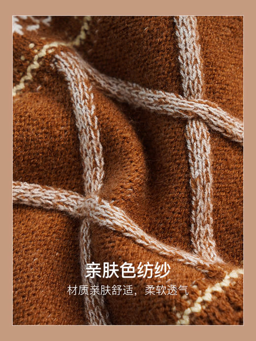 OLrain欧芮儿法式咖色背心马甲女早秋2022新款宽松学院风条纹上衣 商品图2