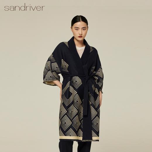 羊绒桑蚕丝提花面料大衣 SJF94W372K 商品图0