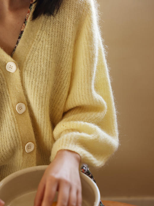 HeyDress马海毛针织开衫女秋季法式复古慵懒风针织衫 商品图4