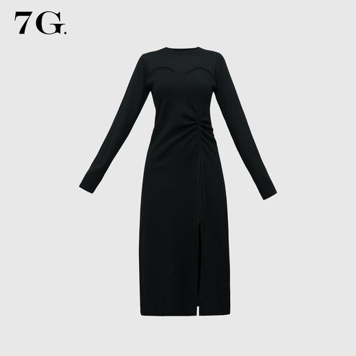 G07697#绵羊毛针织抽绳连衣裙 商品图1