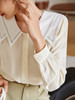 欧芮儿娃娃领衬衫女夏季2022年新款宽松洋气复古翻领薄款长袖上衣 商品缩略图0