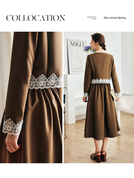 OLrain欧芮儿法式咖色时尚套装女早秋2022年新款外套半身裙两件套 商品图1