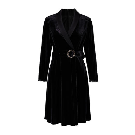 EITIE爱特爱秋冬新款束腰长袖优雅气质显瘦连衣裙6707430 商品图5