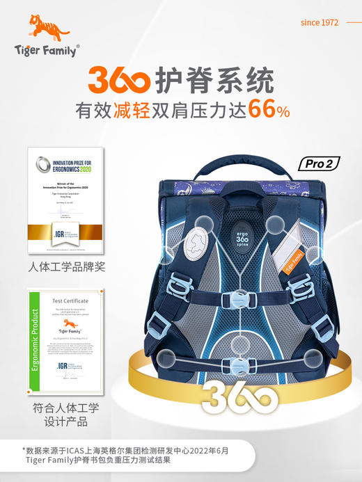 24新款Tiger Family小学生护脊书包1-3年级学生书包护脊减负小学者小贵族学院风 商品图1
