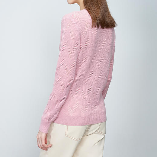 【圆领镂空羊绒衫】羊绒世家22年秋冬新品女士100%山羊绒衫圆领套头内搭针织保暖毛衣 商品图4