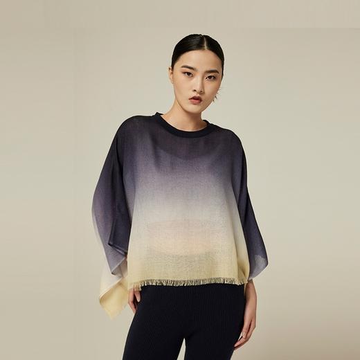 羊绒吊染圆领斗篷上衣 SJF94W387K 商品图0