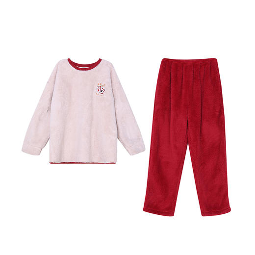 都市丽人生活家居女士长毛绒套装长毛绒厚家居服长袖睡衣LH20A8 商品图3