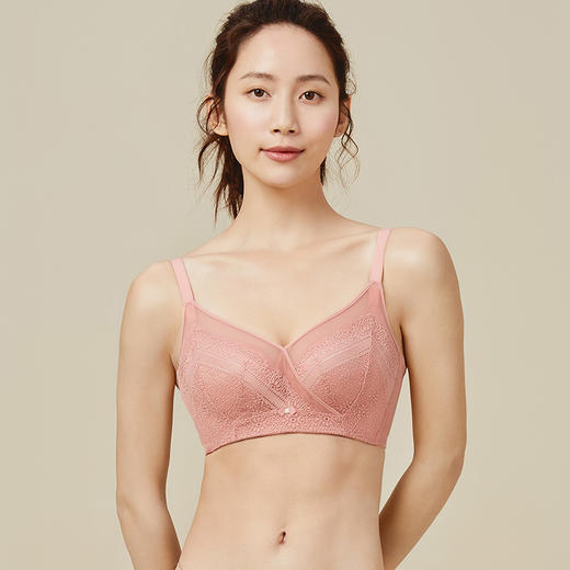 都市丽人自然舒适B杯常规内衣蕾丝薄3/4杯文胸三排扣树脂胶圈LB229G 商品图0
