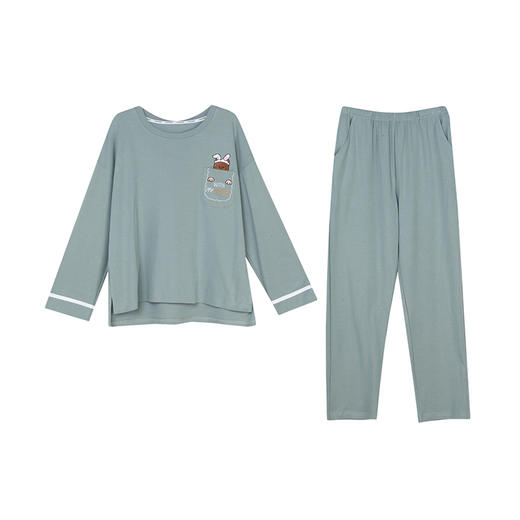 都市丽人好睡好眠女士正价棉质套装40支CVC双面中家居服长袖睡衣LH22F9 商品图4